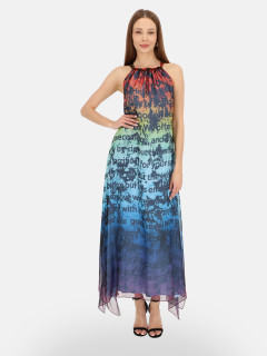  Sukienka maxi z artystycznym nadrukiem i dekoltem halter Eye For Fashion