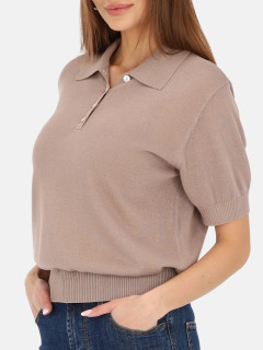  Dzianinowa beżowa bluzka typu polo L'AF Sky