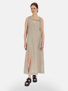  Szara lniana sukienka maxi z rozcięciem Eye For Fashion