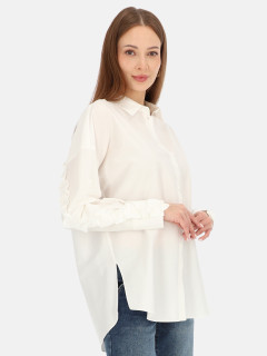  Biała koszula bawełniana oversize z falbanami Eye For Fashion