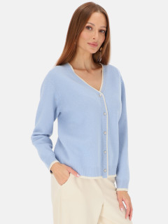  Wełniany błękitny kardigan z ozdobnymi guzikami L'AF Pola