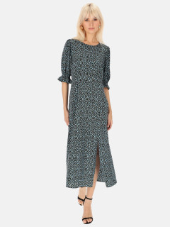  Czarna sukienka midi w niebieskie kwiatuszki Eye For Fashion Abbi