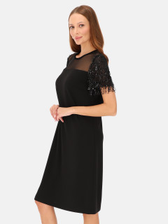  Czarna wieczorowa sukienka z cekinowymi frędzlami L’AF Brilla