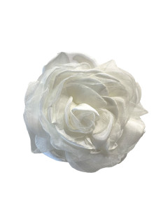  Broszka kwiat róży z satyny i organzy L'AF