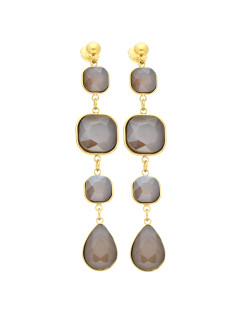  Długie złote kolczyki z brązowymi kryształkami L’AF