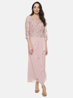  Różowa długa sukienka z koronką Potis & Verso Julita