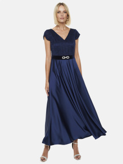  Granatowa długa sukienka z krótkim rękawem Potis & Verso Kalista