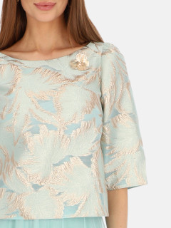  Miętowa wizytowa bluzka damska z broszką L’AF Bet