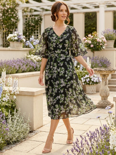  Czarna elegancka sukienka w kwiaty L’AF Jasmin