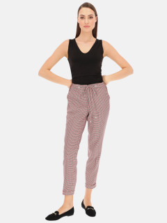  Spodnie we wzór pepitki ze sznurkiem L'AF Trini