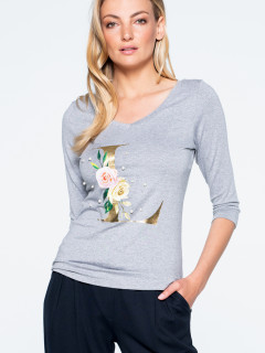  Bluzka z połyskującym nadrukiem i perełkami L'AF Rima