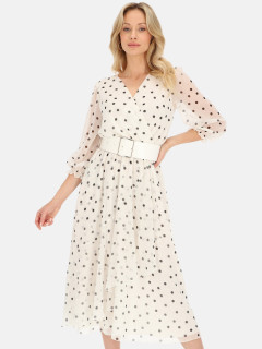  Wizytowa sukienka biała w groszki L'AF Dotti