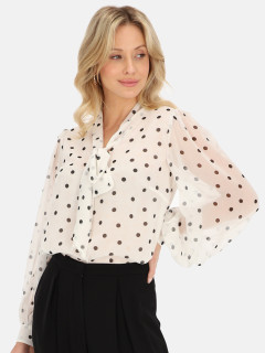  Biała bluzka w czarne groszki z szarfą L'AF Dana