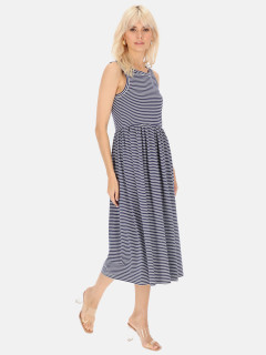 Granatowo-biała sukienka midi w paski Eye For Fashion Ida