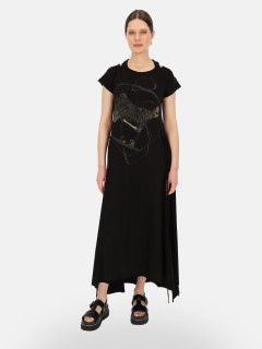  Czarna sukienka maxi z nadrukiem Eye For Fashion