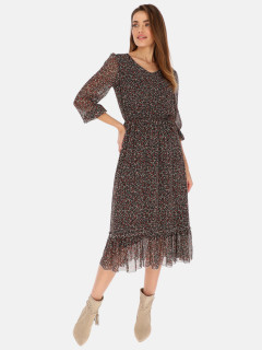  Sukienka w drobne kwiaty z falbanką L'AF Elsie