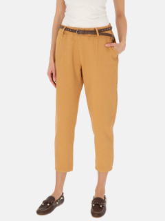  Bawełniane spodnie chinosy damskie camel L’AF Fila