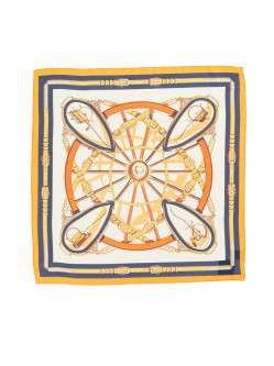 Apaszka damska granatowo-żółta z motywem jeździeckim EyeForFashion