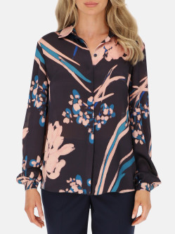 Koszula damska granatowa w kwiatowy print L’AF Kaila