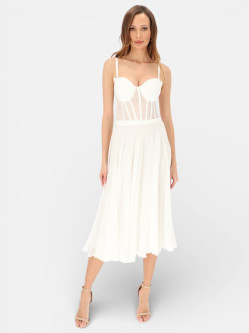 Biała spódnica rozkloszowana midi L'AF Dori