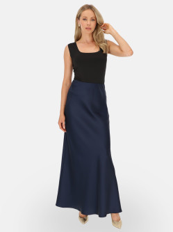 Wieczorowa granatowa satynowa spódnica maxi L’AF Kelli