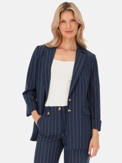 Elegancka klasyczna granatowa marynarka damska w prążek Potis & Verso Solo