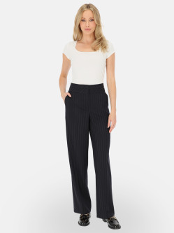 Granatowe spodnie garniturowe w prążek Potis & Verso Wella