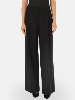 Czarne eleganckie spodnie wide-leg z wysokim stanem L’AF Kelli