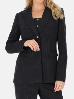 Granatowa marynarka taliowana w prążek Potis & Verso Wella
