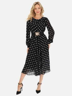 Zwiewna czarna sukienka w białe grochy L'AF Zuri