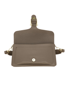 Elegancka torebka damska brązowa crossbody z klapą L’AF