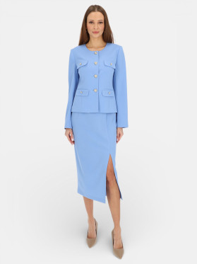 Elegancka niebieska spódnica midi z rozcięciem L'AF Bella