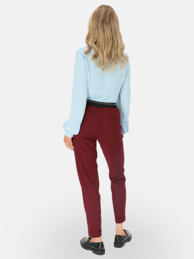 Bordowe spodnie z ozdobną gumką w pasie L'AF Liberty