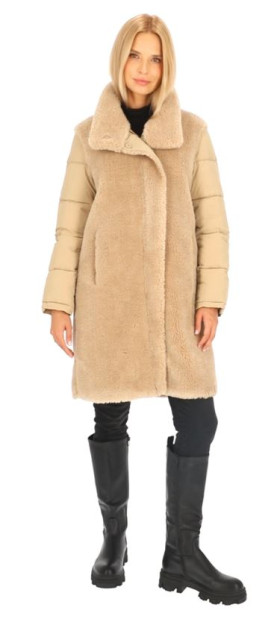 Beżowy płaszcz z pikowanymi rekawami Rino & Pelle Rouke