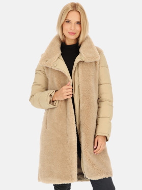 Beżowy płaszcz z pikowanymi rekawami Rino & Pelle Rouke