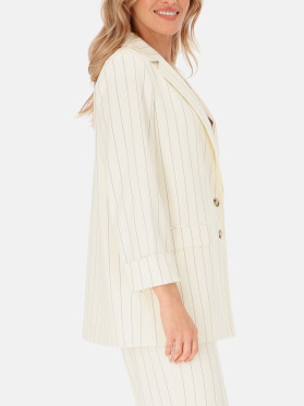 Elegancka klasyczna biała marynarka damska w prążek Potis & Verso Solo