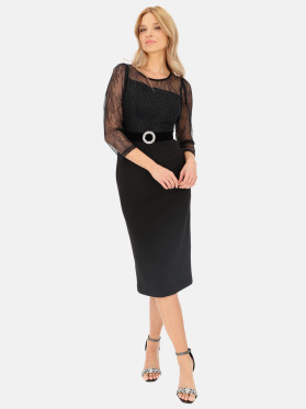 Elegancka sukienka z ozdobną górą i pasem L'AF Leona