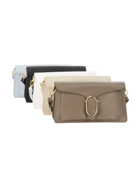 Elegancka torebka damska brązowa crossbody z klapą L’AF