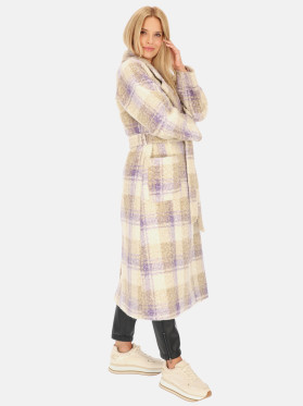 Płaszcz damski z tkaniny boucle w kratę Smashed Lemon 24556