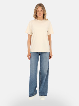 Beżowy bawełniany t-shirt damski basic L'AF Matis