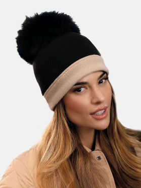 Czarno-beżowa czapka wełniana L'AF Erisa