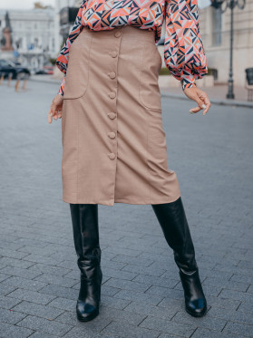 Spódnica z imitacji skóry z guzikami Azuri