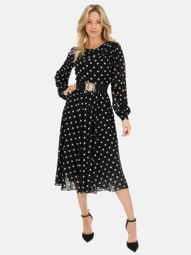 Zwiewna czarna sukienka w białe grochy L'AF Zuri
