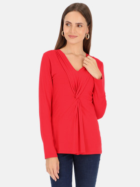 Czerwona bluzka z wiskozy z przewiązaniem Tinta Catrina