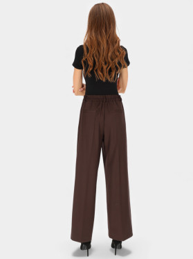 Damskie szerokie spodnie garniturowe brązowe L’AF Ross