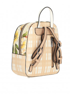 Beżowa torebka plecak w kratę Verde