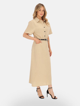 Beżowa sukienka koszulowa midi L’AF Febi