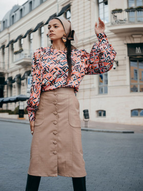 Spódnica z imitacji skóry z guzikami Azuri