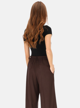 Damskie szerokie spodnie garniturowe brązowe L’AF Ross