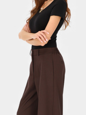 Damskie szerokie spodnie garniturowe brązowe L’AF Ross